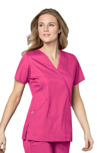 *VENTE FINALE FUCHSIA 102 WonderWork Haut d’uniform Mock Wrap 