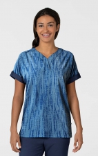 6167 Wink Oversize Notch-Neck Print Top - Shibori Navy