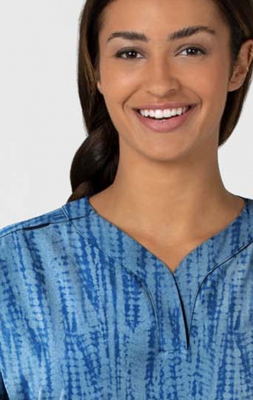 6167 Wink Haut Moderne Surdimensionn&eacute; Imprimer pour Femmes - Shibori Navy
