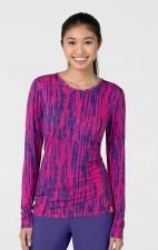 2409 Wink Layers Silky Long Sleeve Print Top - Shibori Pink