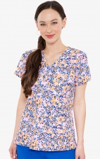 8564 Med Couture V-Neck Vicky Print Scrub Top - Butterfly Wings