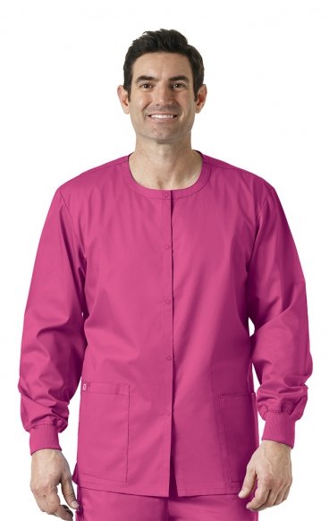 *FINAL SALE FUCHSIA 800 WonderWORK Unisex Snap Front Round Collar Jacket