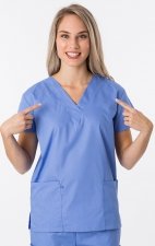 1000 Classix Unisex 3 Pocket Scrub Top by Greentown (Women's View)