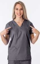1000 Classix Unisex 3 Pocket Scrub Top by Greentown (Women's View)