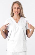 1000 Classix Unisex 3 Pocket Scrub Top by Greentown (Women's View)