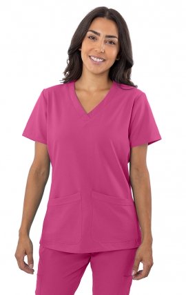 1201 4-Flex 2 Pocket V-Neck Scrub Top by Greentown