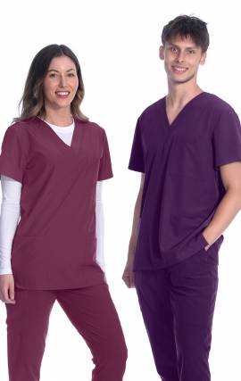 Green Town Scrubs for Women Scrub Set - Slim Fit Jogger Pant and Tuck-In  V-Neck Top, 5 Pockets, Easy Care Uniform 