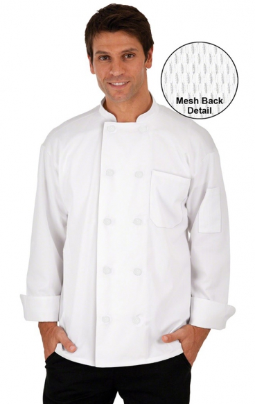 *FINAL SALE CC650 White MOBB Unisex Long Sleeve Chef Coat With Moisture Wicking Mesh Back