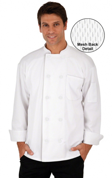 *VENTE FINALE CC650 MOBB Manteau de chef à manches longues unisexe avec dos en filet pour évacuer l'humidité