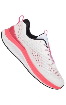 Infinite White/Electro Pink Women's Lightweight Slip Resistant Sneaker from Infinity Footwear by Cherokee