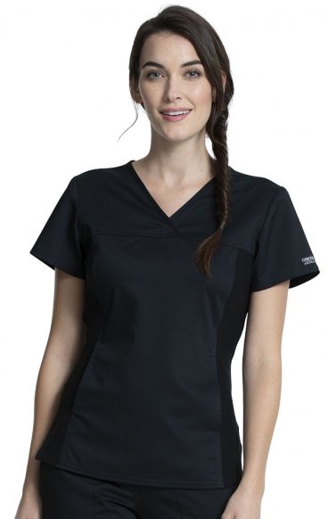 *FINAL SALE XS WW2875 Workwear Revolution Flexi Panel V-Neck Top with Kangaroo Pocket by Cherokee *FINAL SALE XS WW2875 Workwear Revolution Flexi Panel V-Neck Top with Kangaroo Pocket by Cherokee