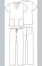*FINAL SALE VT501C CHEROKEE Unisex V-Neck Top & Drawstring Pant Set