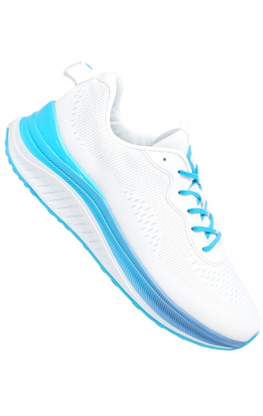 Infinite White/Neon Blue Fade Women's Lightweight Slip Resistant Sneaker by Infinity Footwear
