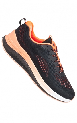 Men's Infinite Black/Neon Coral Lightweight Slip Resistant Sneaker by Infinity Footwear