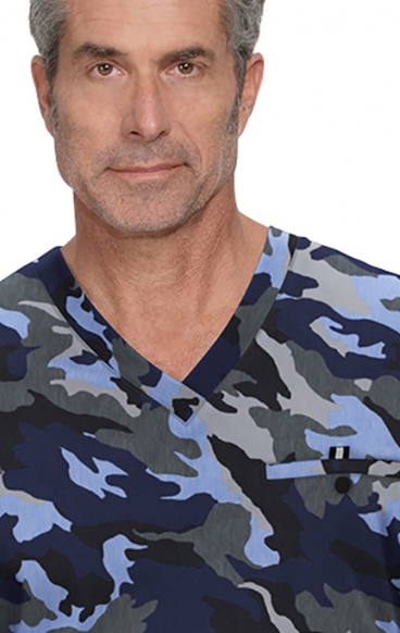 *FINAL SALE 671PR koi Next Gen On Call Men's Print Top - Heather Camo