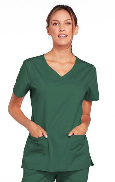 *FINAL SALE M 4727 Workwear Core Stretch 3 Pocket V-Neck Top with Back Yoke by Cherokee