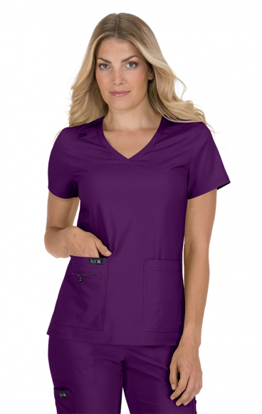 *FINAL SALE S 373 koi Basics Becca 4 Pocket V-Neck Top