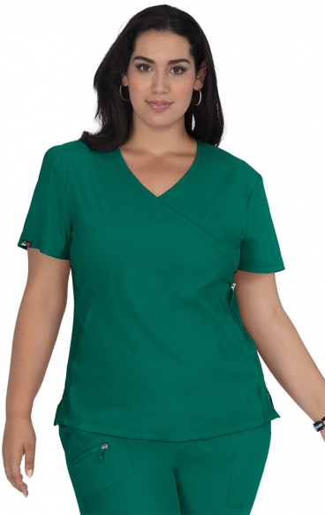 *FINAL SALE HUNTER 316 Koi Lite™ Scrubs Philosophy Mock Wrap Side Zipper Top