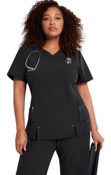 *FINAL SALE L 82851 Dickies Xtreme Stretch V-Neck Top with Princess Seams  