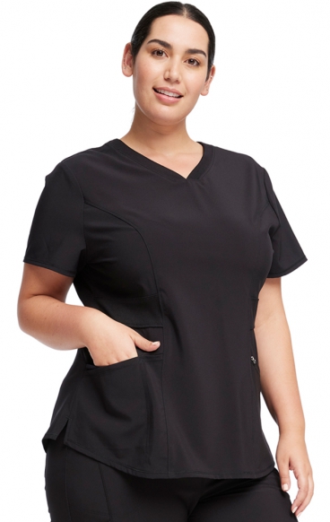 *FINAL SALE M CK623A V-Neck Top with Rib Knit Back Panel by Infinity with Certainty® Antimicrobial Technology