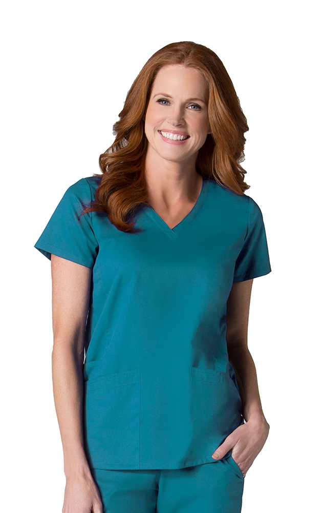 1738 EON Active Modern Top with Back Mesh Panel V-Neck Top by