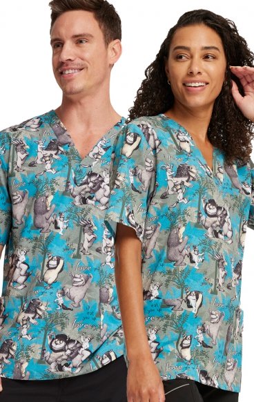 *VENTE FINALE TF606 Tooniforms Haut Imprimer Unisexe avec 2 Poches par Cherokee Uniforms - Wild Rumpus *VENTE FINALE TF606 Tooniforms Haut Imprimer Unisexe avec 2 Poches par Cherokee Uniforms - Wild Rumpus
