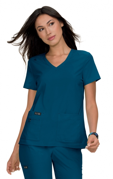 *VENTE FINALE 2XL 373 koi Basics Haut Becca à Col en V avec 4 Poches