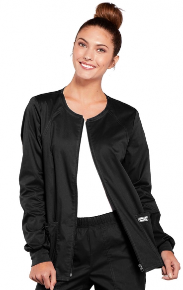 *FINAL SALE M 4315 Workwear Core Stretch Round Neck Zip Front Jacket by Cherokee *FINAL SALE M 4315 Workwear Core Stretch Round Neck Zip Front Jacket by Cherokee