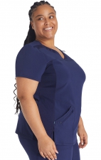 IP845A Inspira Flex Contemporary V-Neck Top with Knit Side Panels