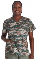 DK617 V-Neck Fitting Print Top by Dickies - Neutral Camo