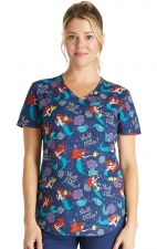 TF737 Tooniforms V-Neck Print Top with Welt Pockets by Cherokee Uniforms - Shell We Dance