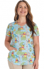 TF737 Tooniforms V-Neck Print Top with Welt Pockets by Cherokee Uniforms - Bee at One