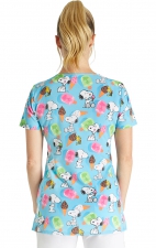 TF772 Tooniforms Fitted V-Neck Print Top by Cherokee Uniforms - Snoopy Sprinkles