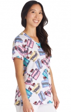 TF626 Tooniforms Modern Classic Fit 2 Pocket Print Top by Cherokee Uniforms - I'm Right Here