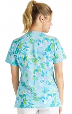 TF614 Tooniforms 3 Pocket V-Neck Print Top by Cherokee Uniforms - High Tide Stitch