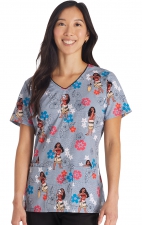 TF614 Tooniforms 3 Pocket V-Neck Print Top by Cherokee Uniforms - Moana Happiness