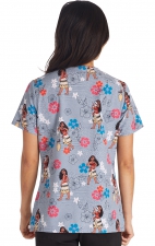 TF614 Tooniforms 3 Pocket V-Neck Print Top by Cherokee Uniforms - Moana Happiness