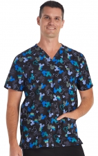 TF740 Tooniforms Men's V-Neck 3 Pocket Print Top by Cherokee Uniforms - Doodle Ears