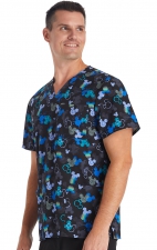 TF740 Tooniforms Men's V-Neck 3 Pocket Print Top by Cherokee Uniforms - Doodle Ears