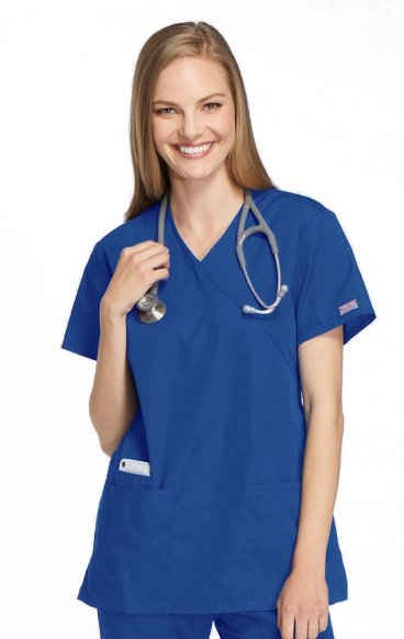 *FINAL SALE XL 4801 Workwear Originals Mock Wrap Tunic Top with Adjustable Tie Back by Cherokee *FINAL SALE XL 4801 Workwear Originals Mock Wrap Tunic Top with Adjustable Tie Back by Cherokee