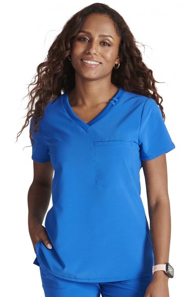 *FINAL SALE S CK748A Cherokee Tuckable V-Neck Chest Pocket Top by Cherokee