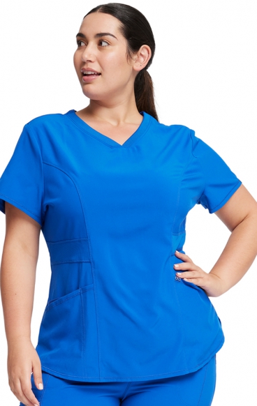 *FINAL SALE S CK623A V-Neck Top with Rib Knit Back Panel by Infinity with Certainty® Antimicrobial Technology