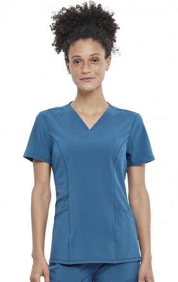 *FINAL SALE XS CKA684 Allura Fitted V-Neck 3 Pocket Top by Cherokee