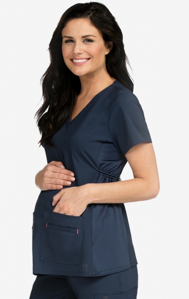 *FINAL SALE NAVY 8459 Med Couture Plus One Maternity V-Neck Scrub Top