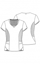 MC701 Amp V-Neck Top with Rib-Knit Inset and Side Panels by Med Couture