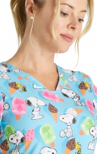 TF772 Tooniforms Fitted V-Neck Print Top by Cherokee Uniforms - Snoopy Sprinkles