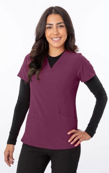 *FINAL SALE S 18-1060 Zinnia Stretch Double Pocket Scrub Top by Greentown