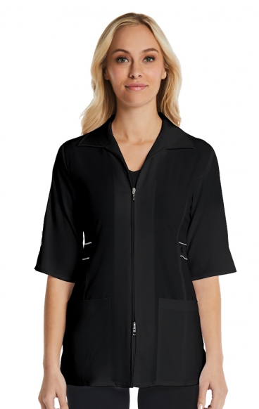 *VENTE FINALE BLACK/WHITE 8802 Maevn SMART Blouse Demi-Manche à Garniture Contrastante