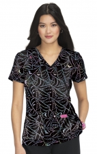 B120PR Betsey Johnson by koi Bell Print Scrub Top - Dazzling Webs