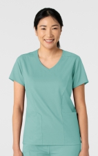 6251 Boundless Curved V-Neck Top with 3 Pockets by WINK